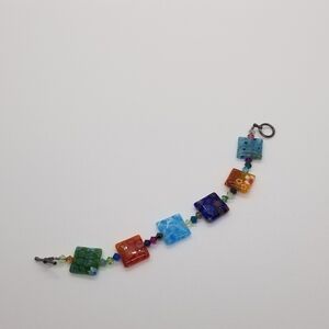 millefiori style square bead bracelet